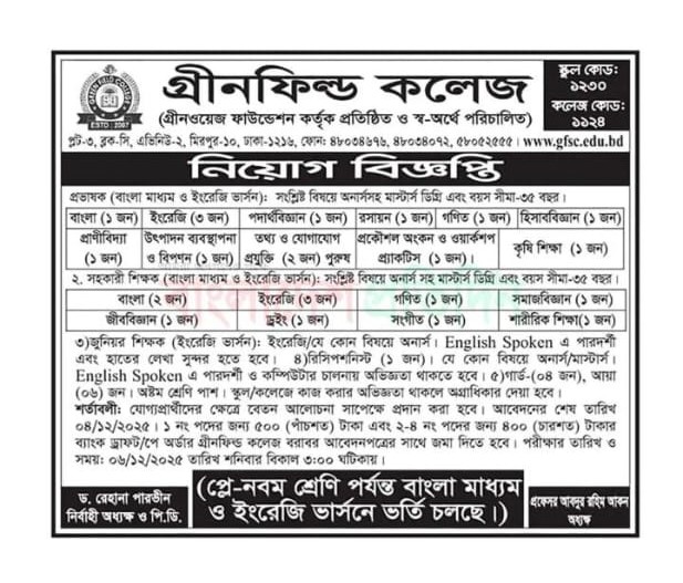 নিয়োগ বিজ্ঞপ্তি - ২০২৫